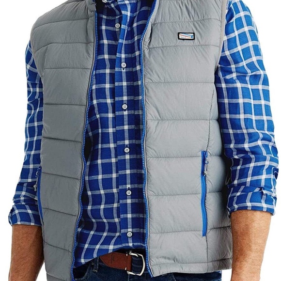 Johnnie-O Hudson Quilted 2 Way Zip Vest Gray Large - Picture 15 of 16